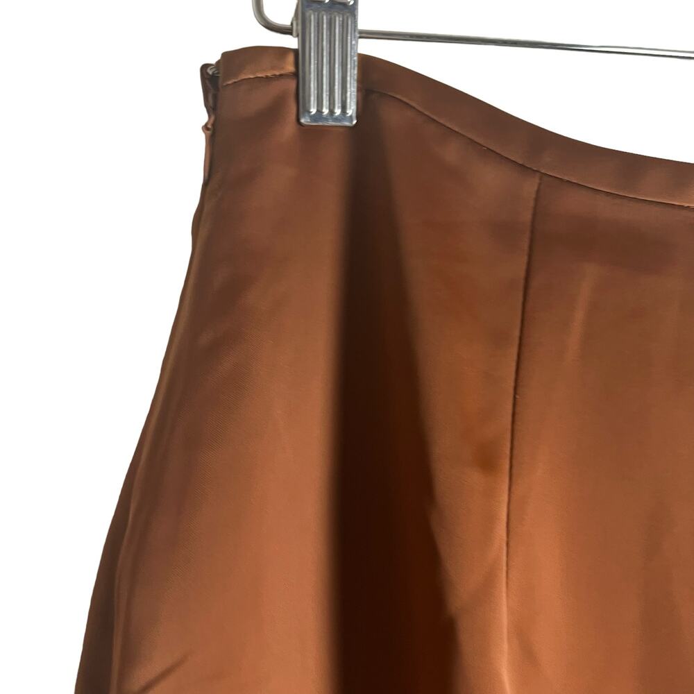 Club Monaco Trycia Brown Slit Satin Bias Midi Skirt Size 6 - Picture 11 of 14
